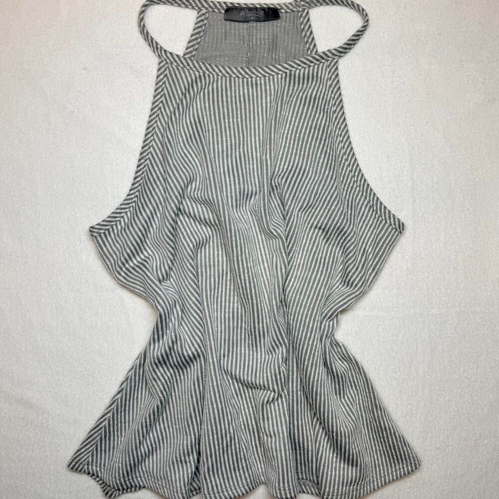 wandering dreams high neck halter white and grey striped tank top